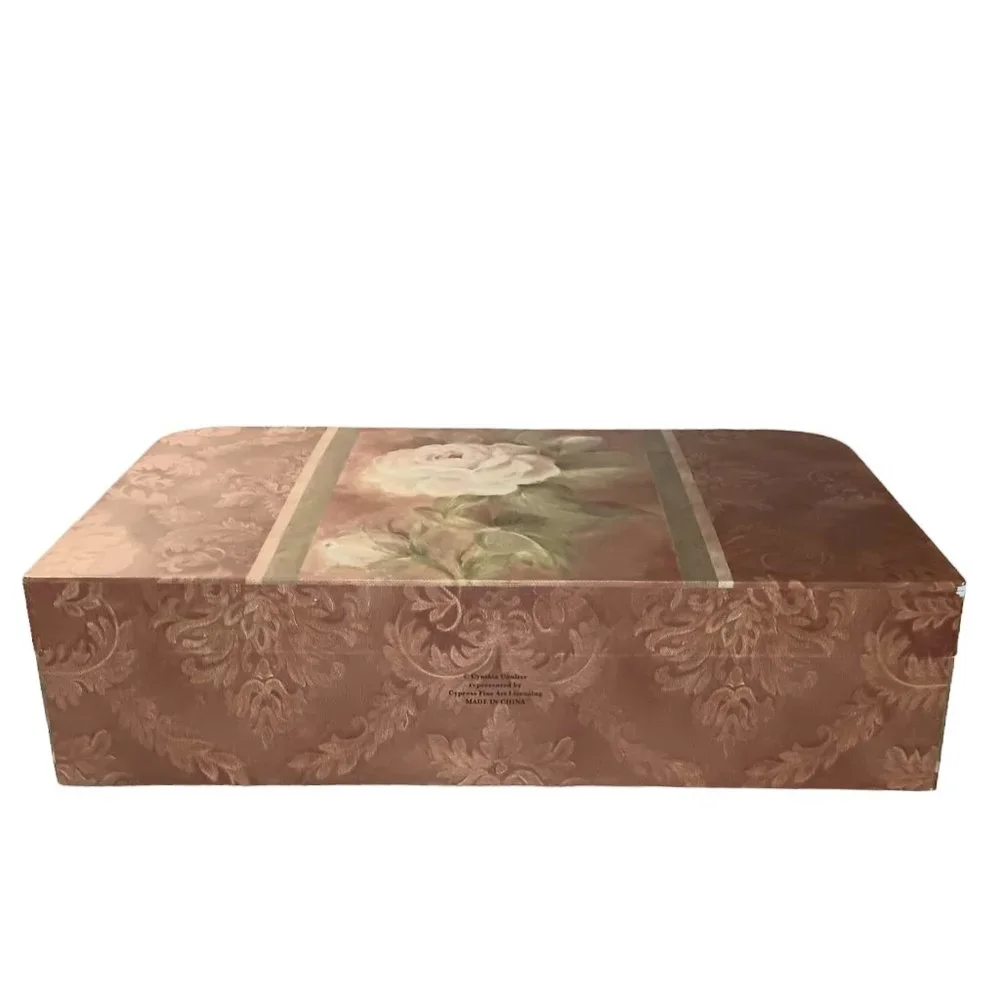 Cynthia Coulter Faux Suitcase Paperboard Rose Storage Organizer